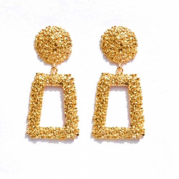 Cercei cu clips Raquel, aurii, cu formă geometrică [1]