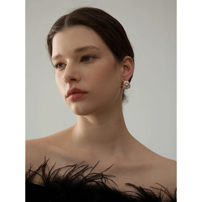 Cercei Zelda, aurii, cu perle, din oțel inoxidabil placat cu aur 18K, model vintage [4]