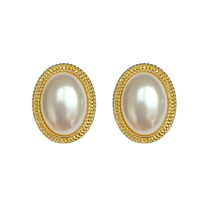 Cercei cu clips Thema, aurii, cu perle si model vintage [1]