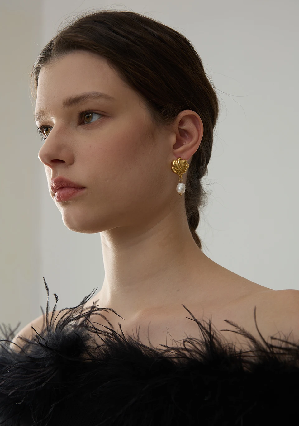 Cercei Naomi, aurii, din oțel inoxidabil și perle naturale de cultură, placați cu aur 18K - Colecția Universe of Pearls [7]