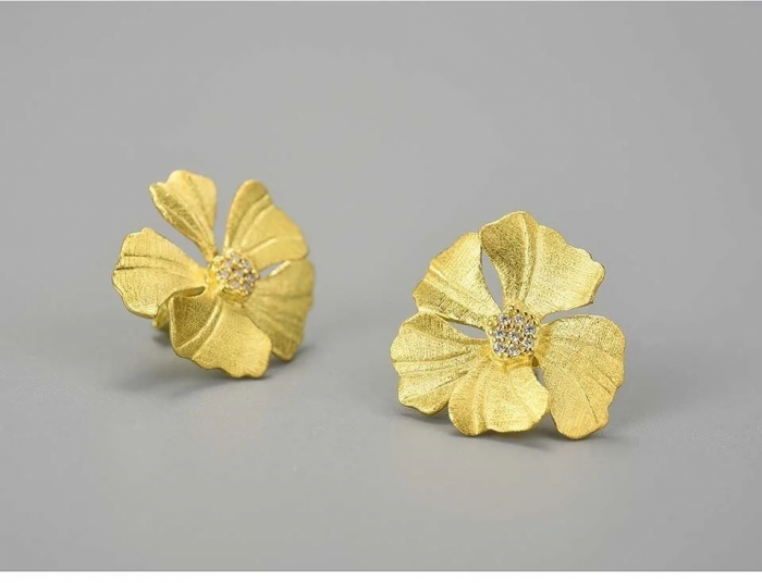 Cercei Peony, în formă de floare, din argint placat cu aur 18K - Colecția Metamorphosis [2]