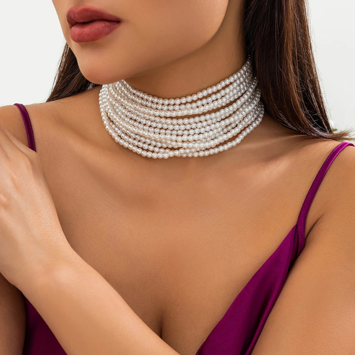 Colier Alessandra, cu perle multistrat, în stil vintage, tip choker - Colecția Universe of Pearls [4]