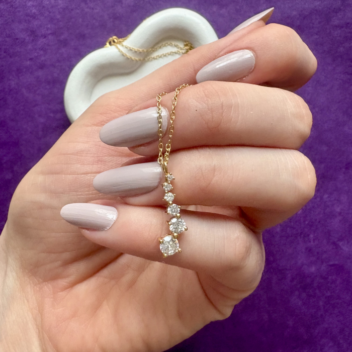 Colier argint Nadia, placat cu aur 24K, cu pandantiv lung cu zirconiu [3]