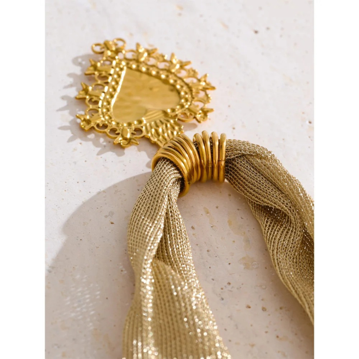 Colier Salome, auriu, cu pandantiv în formă de inimă, din oțel inoxidabil placat cu aur 18K - Colecția Glamour [5]