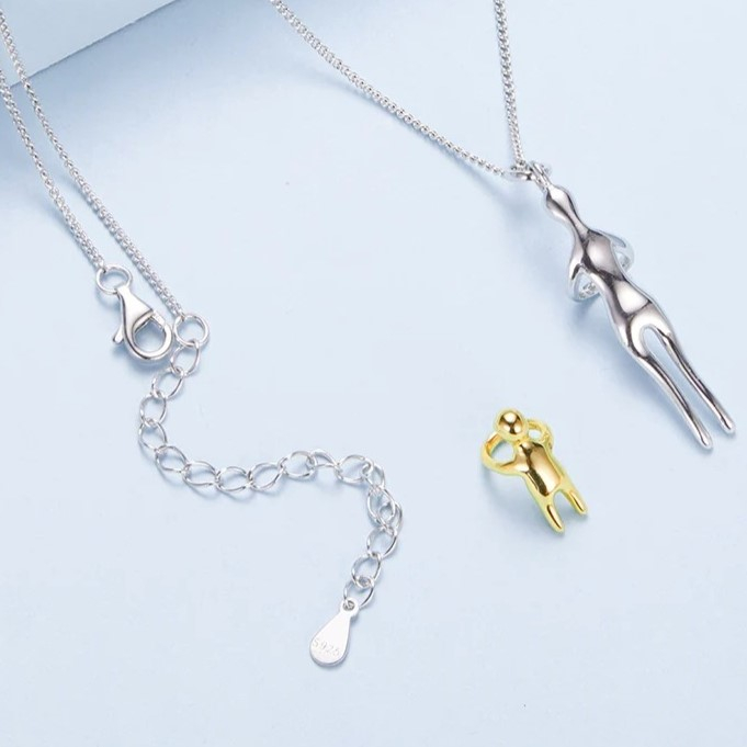 Mother and child silver necklace, two-tone [4]