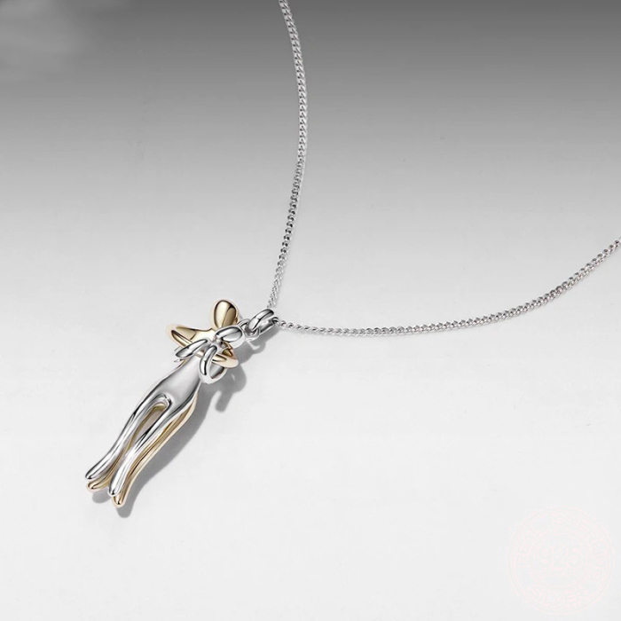 Colier din argint cu pandantiv Cuplu, în doua tonuri [2]