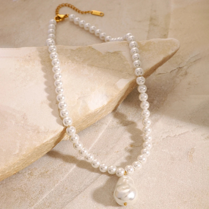 Colier Meredith, cu perle, auriu, din oțel inoxidabil - Colecția Universe of Pearls [3]