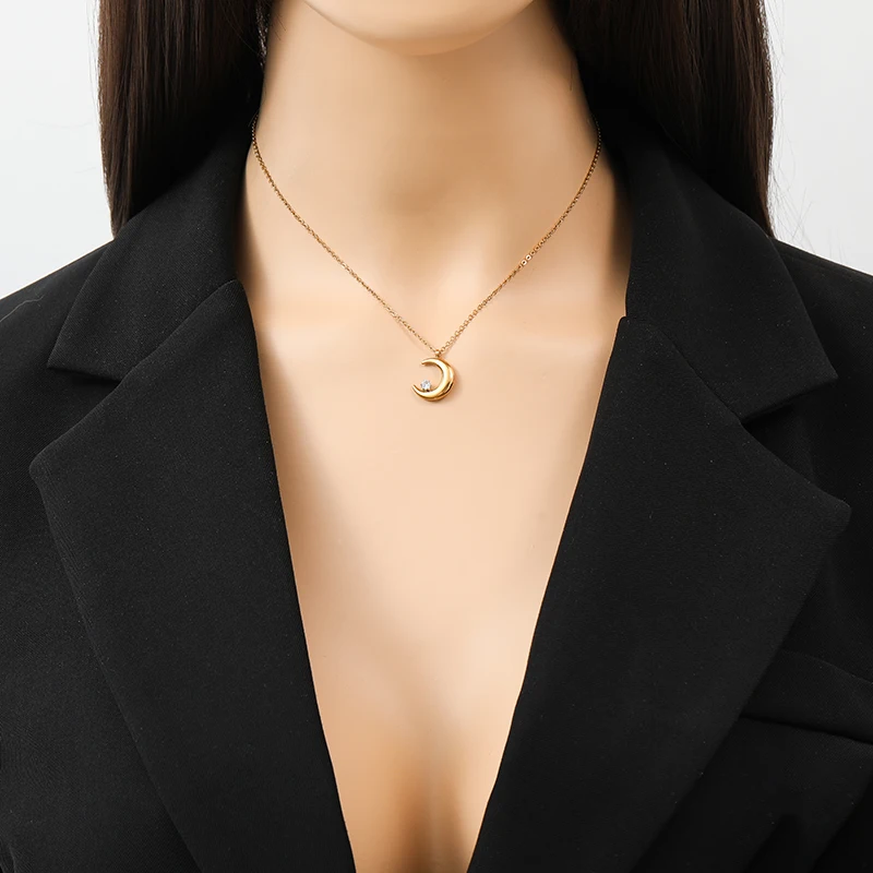 Colier Paloma, auriu, din oțel inoxidabil, model semilună [5]