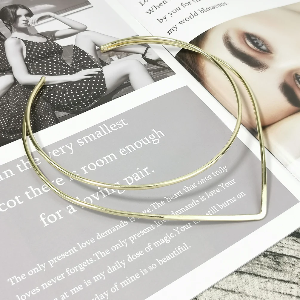 Colier Averie, auriu, în 2 straturi, cu model geometric, tip choker, ajustabil [2]