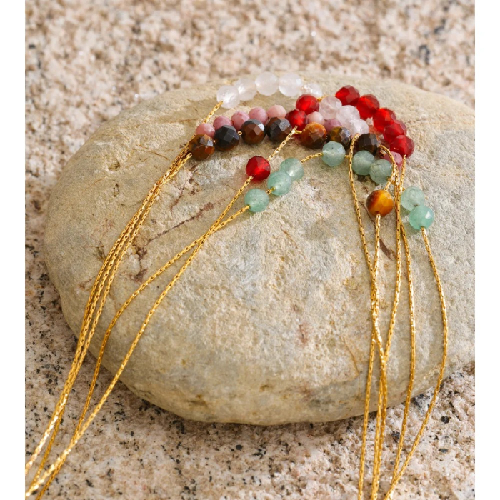 Colier Lara, auriu, cu pietre naturale, din oțel inoxidabil placat cu aur 18K [3]