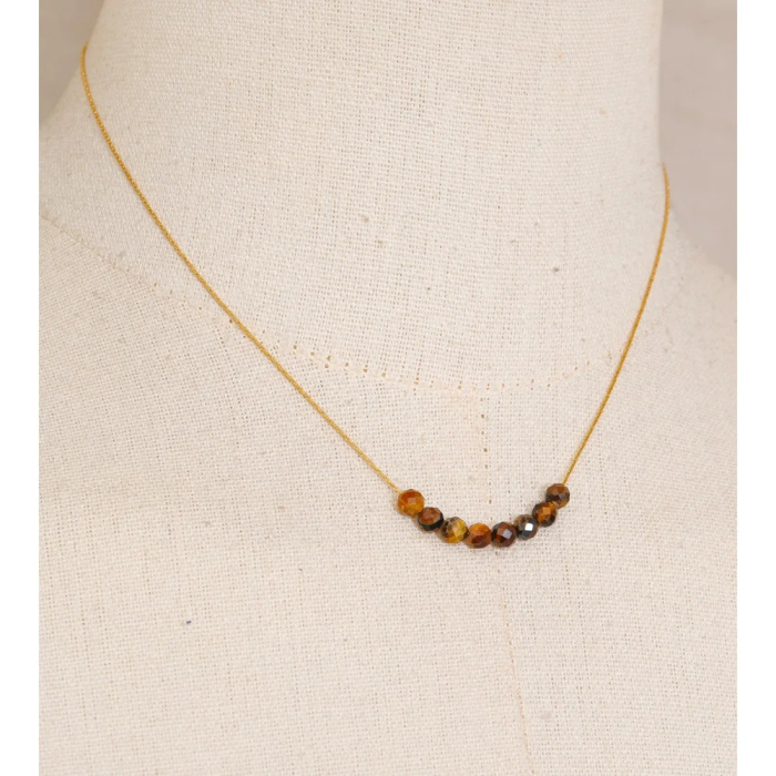 Colier Lara, auriu, cu pietre naturale, din oțel inoxidabil placat cu aur 18K [4]