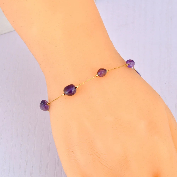 Bratara Laramie, aurie, cu pietre naturale, din oțel inoxidabil placat cu aur 18K [4]