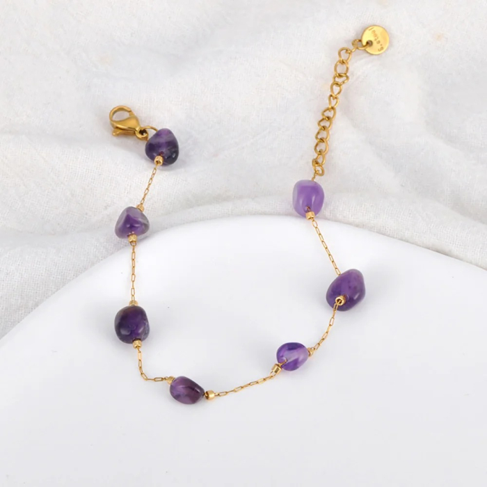 Bratara Laramie, aurie, cu pietre naturale, din oțel inoxidabil placat cu aur 18K [2]