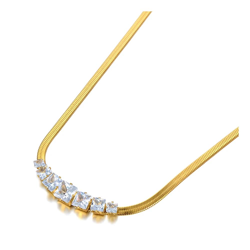 Colier Lily, auriu, din oțel inoxidabil placat cu aur 18K, decorat cu zirconiu [2]