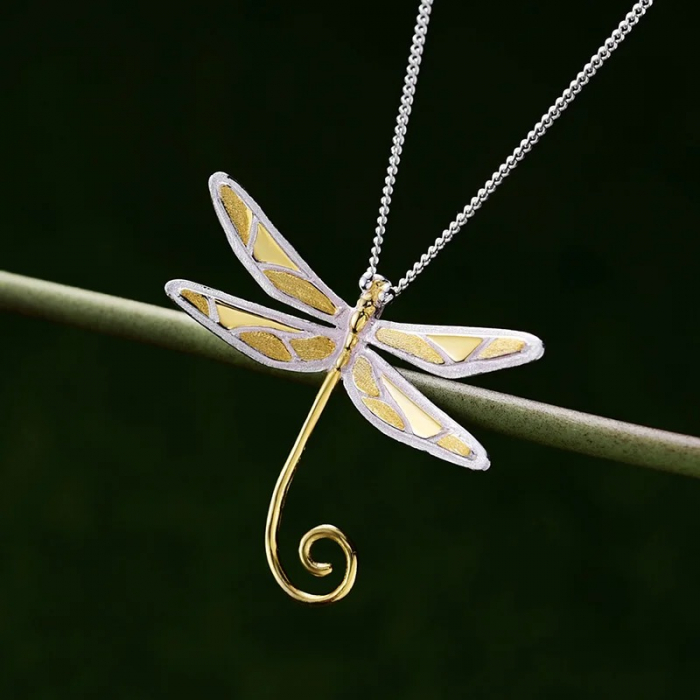 Colier Melissa, din argint placat cu aur 18K, model libelulă - Colecția Metamorphosis [2]