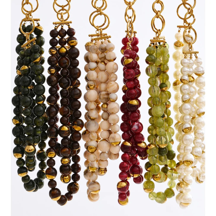 Colier Myia, auriu, cu margele, din otel inoxidabil placat cu aur 18K [2]