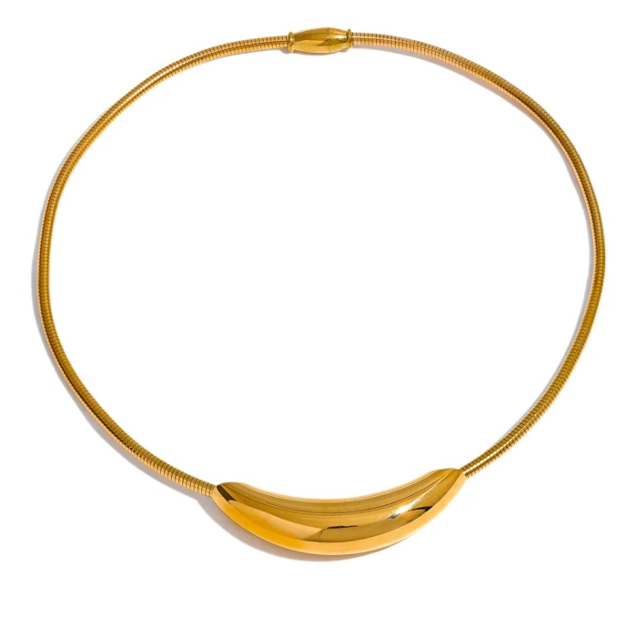 Colier Calliope, auriu, din oțel inoxidabil placat cu aur 18K, tip choker - Colecția Glamour [1]