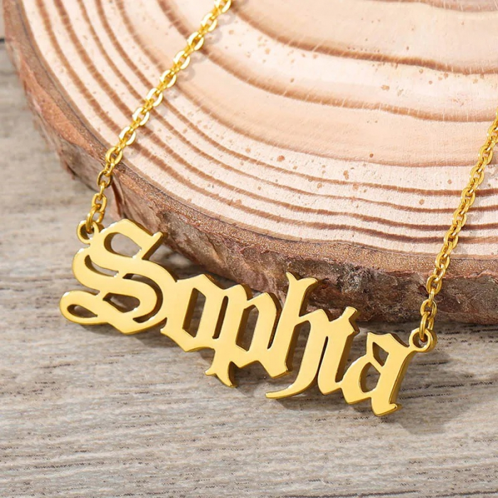 Colier personalizat Maya, cu lanț clasic sau cuban, din oțel inoxidabil placat cu aur 18K [3]