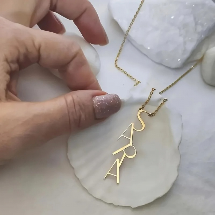 Colier personalizat Ava, cu pandantiv lung, din oțel inoxidabil placat cu aur 18K [5]