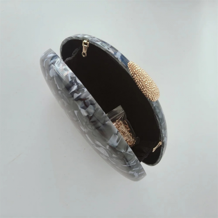 Geantă clutch premium Ryleigh, gri, asimetrică, cu aspect de marmură [3]