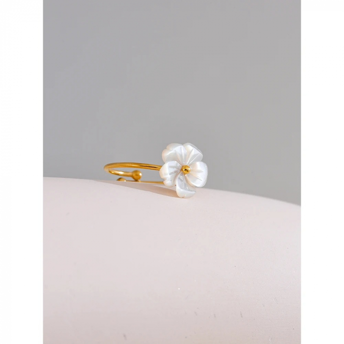 Inel Laelia, auriu, din oțel inoxidabil placat cu aur 18K, cu model floral, reglabil [3]