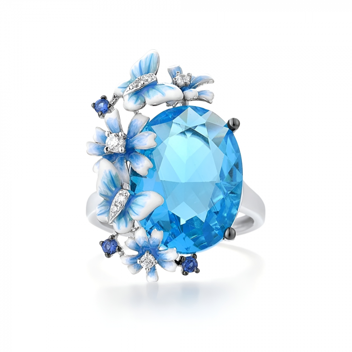 Inel Elythia, din zirconiu și email pictat manual, placat cu argint - Colecția Fable [2]