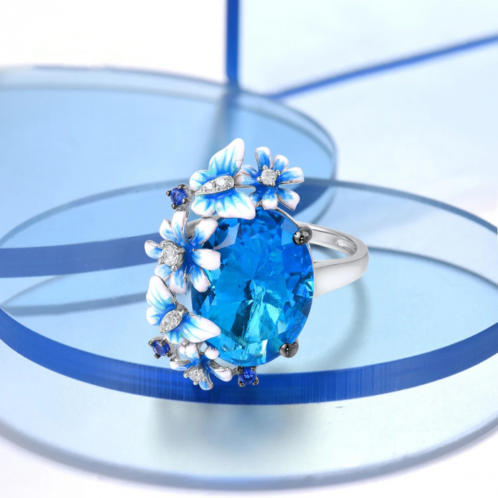 Inel Elythia, din zirconiu și email pictat manual, placat cu argint - Colecția Fable [4]