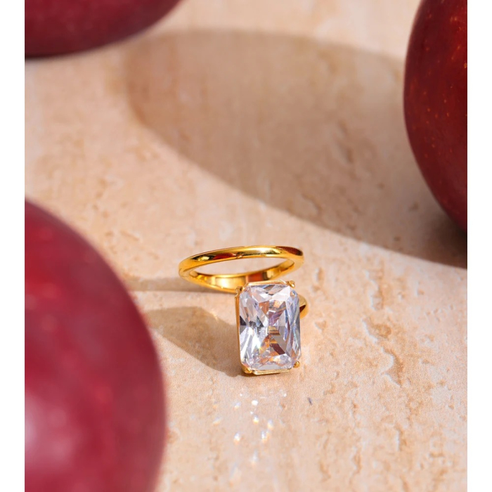 Gale ring, gold, snake-shaped, with zirconia, made of stainless steel, adjustable [2]