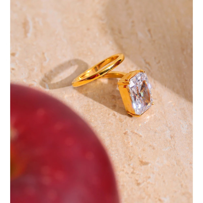 Gale ring, gold, snake-shaped, with zirconia, made of stainless steel, adjustable [3]