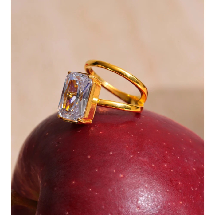 Gale ring, gold, snake-shaped, with zirconia, made of stainless steel, adjustable [5]