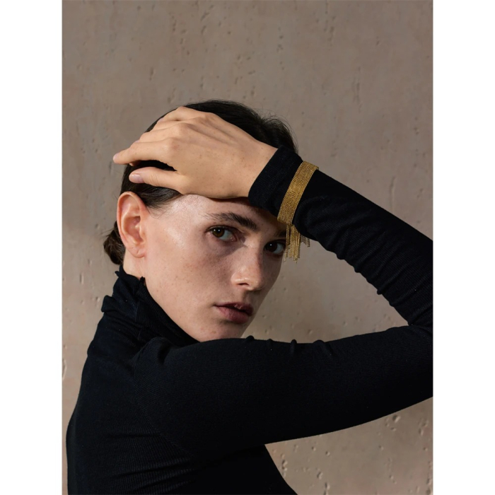 Brățară Gracie, aurie, din oțel inoxidabil placat cu aur 18K, model cu mărgele - Colecția Glamour [4]