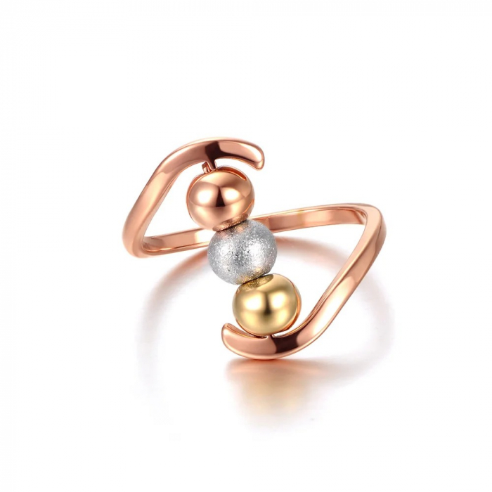 Inel Juliette, auriu rose, din oțel inoxidabil placat cu aur 18K - Colecția Parisian [3]