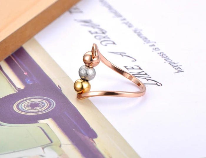 Inel Juliette, auriu rose, din oțel inoxidabil placat cu aur 18K - Colecția Parisian [4]