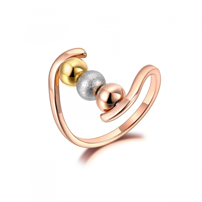 Inel Juliette, auriu rose, din oțel inoxidabil placat cu aur 18K - Colecția Parisian [1]