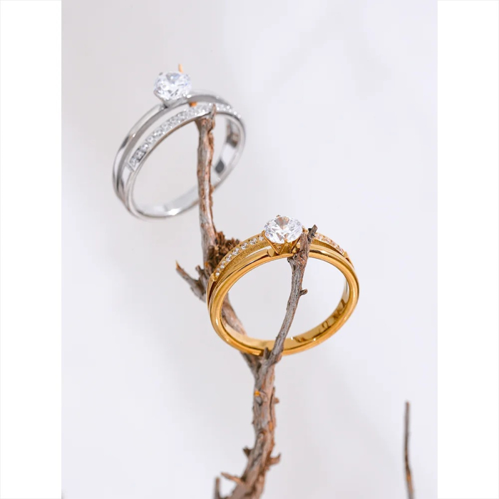 Inel Odette, auriu, minimalist, din oțel inoxidabil placat cu aur 18K [3]