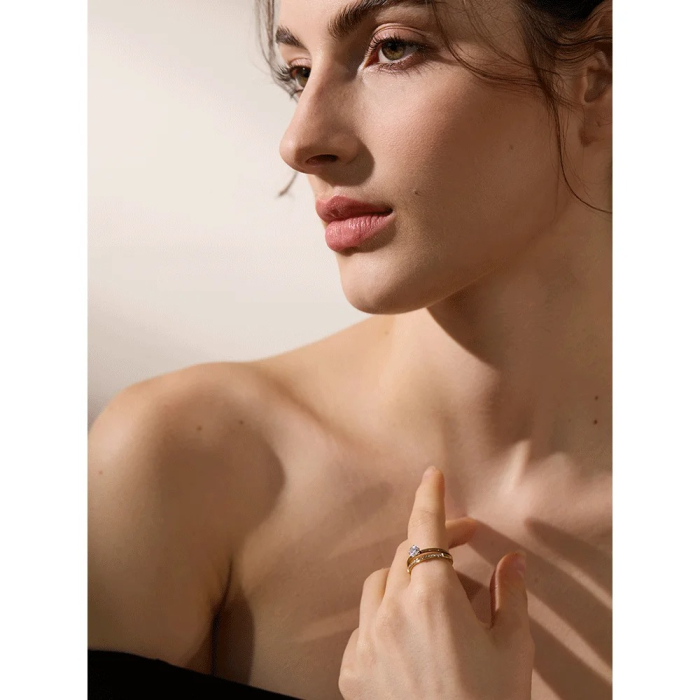 Inel Odette, auriu, minimalist, din oțel inoxidabil placat cu aur 18K [4]