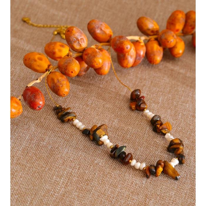 Colier cu perle si pietre naturale Maya, din oțel inoxidabil placat cu aur 18K [3]