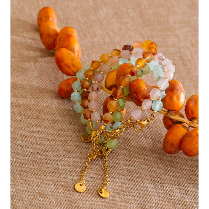 Set bijuterii cu pietre naturale Hera, colier și brățară, din oțel inoxidabil placat cu aur 18K [3]