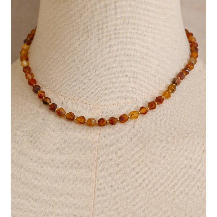 Set bijuterii cu pietre naturale Hera, colier și brățară, din oțel inoxidabil placat cu aur 18K [4]