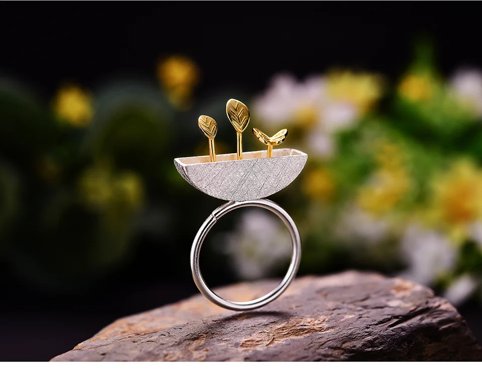 Set Garden, colier, inel și cercei, din argint placat cu aur 18K - Colecția Metamorphosis [3]