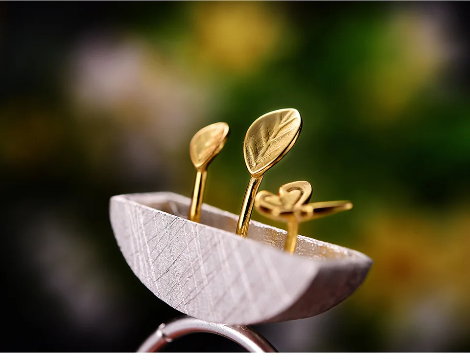 Set Garden, colier, inel și cercei, din argint placat cu aur 18K - Colecția Metamorphosis [9]