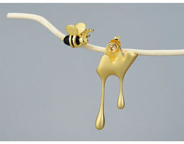 Set Honey Bee, colier și cercei, din argint placat cu aur 18K - Colecția Metamorphosis [4]