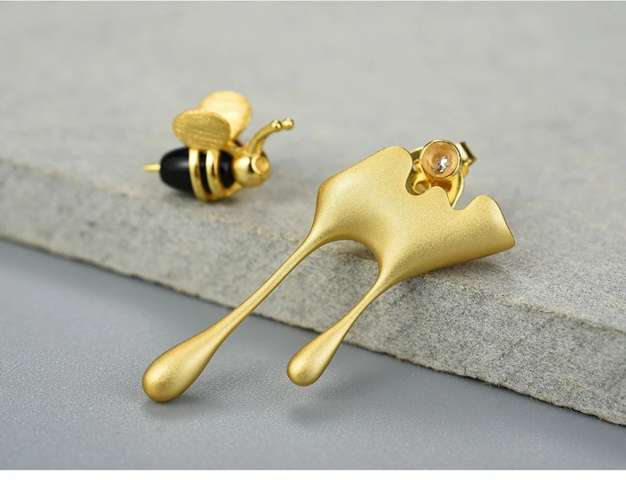 Set Honey Bee, colier și cercei, din argint placat cu aur 18K - Colecția Metamorphosis [6]