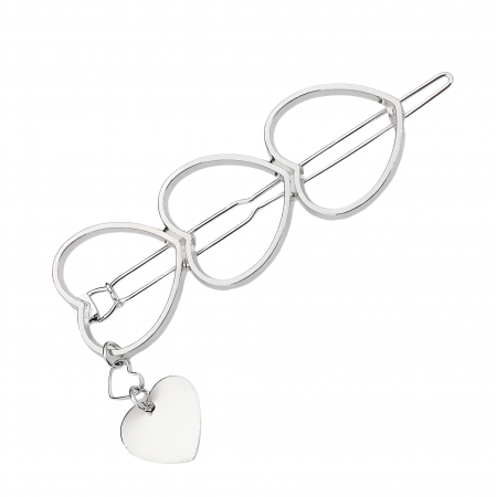 ACCESORII PĂR - Agrafă de păr Silver Heart, cu montură argintie, în formă de inimă