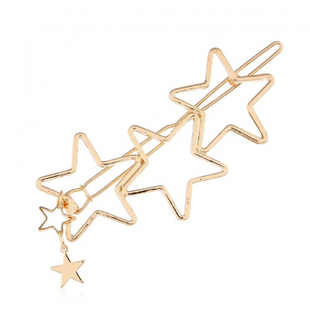 ACCESORII PĂR - Agrafă de păr Golden Stars, cu montură aurie, în formă de stele