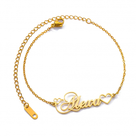 BIJUTERII PERSONALIZATE - Brățară personalizată Coraline, aurie, subțire, din oțel inoxidabil placat cu aur 18K