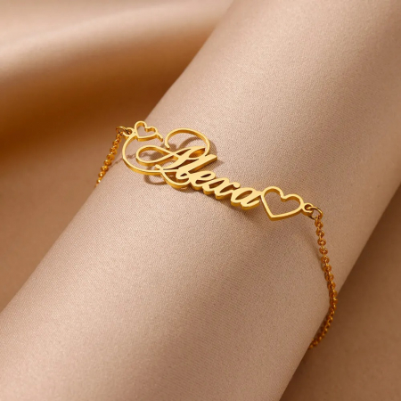 Brățară personalizată Coraline, aurie, subțire, din oțel inoxidabil placat cu aur 18K [4]