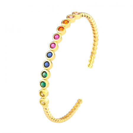 Brățară Claribell, aurie cu pietre multicolore, tip cuff, reglabilă - Colecția Boheme [0]