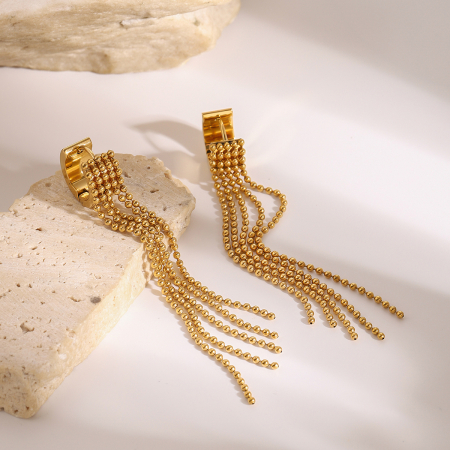 Cercei Gracie, aurii, din oțel inoxidabil placat cu aur 18K, model cu mărgele - Colecția Glamour [1]