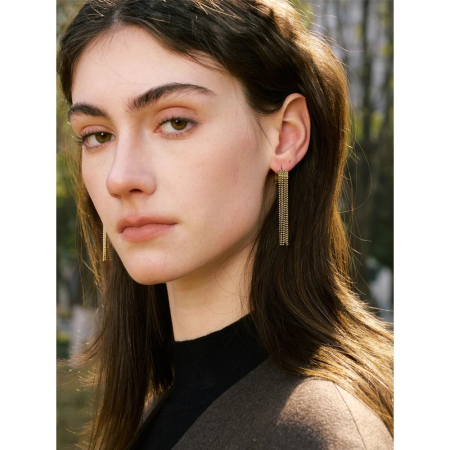 Cercei Gracie, aurii, din oțel inoxidabil placat cu aur 18K, model cu mărgele - Colecția Glamour [4]